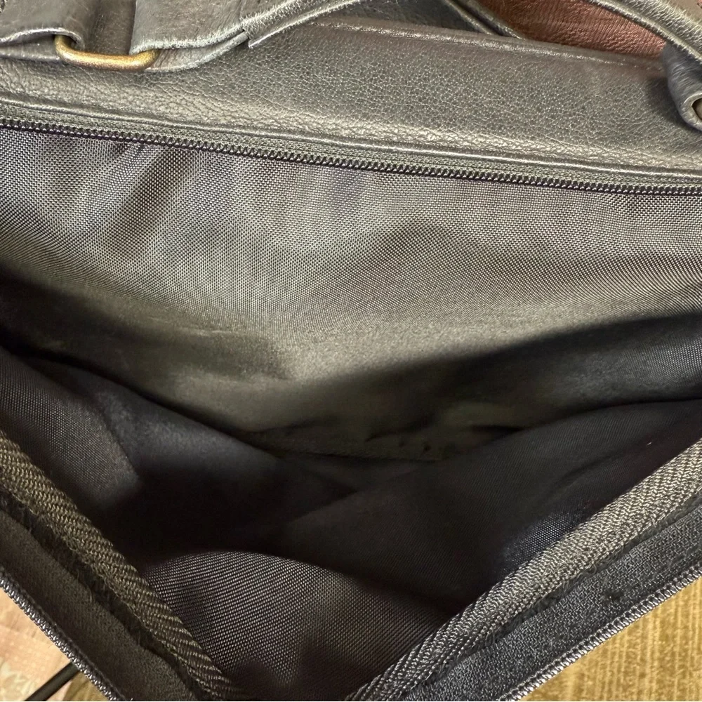 Vintage '90s Black Eddie Bauer Leather Messenger Satchel Bag Unisex